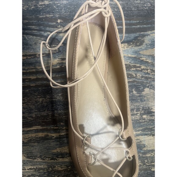 Michael Kors Ballet Flats Pointy Toe Nude Ankle Tie Lightly worn no box Size 7 - Picture 12 of 15